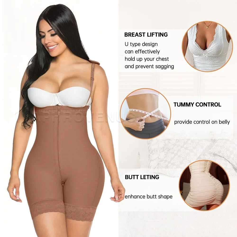 Colombian Faja Open Bust Tummy Control Zipper